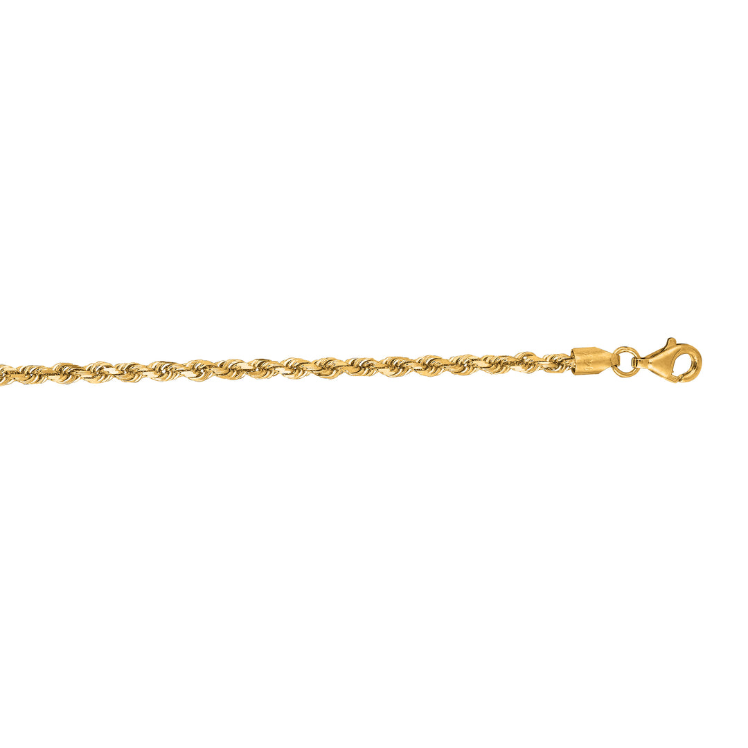 14K Gold 20"" 2.75mm Diamond Cut Royal Rope Chain