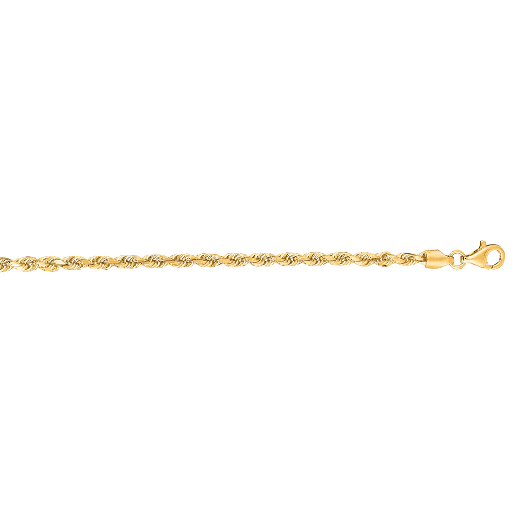 14K Gold 18"" 3mm Diamond Cut Royal Rope Chain
