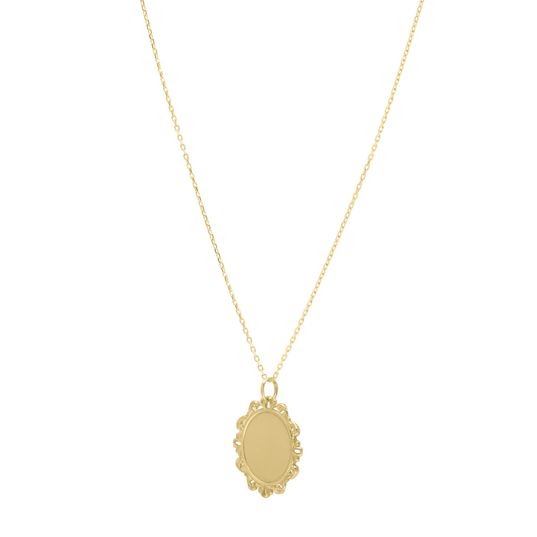 14K Baroque Round Pendant