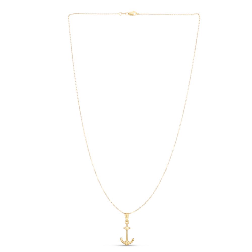 14K Gold Polished Anchor Necklace