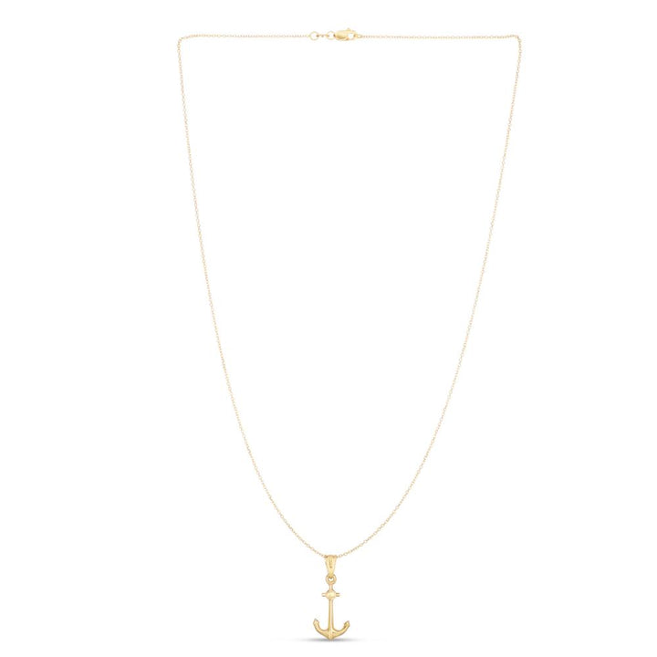 14K Gold Polished Anchor Necklace