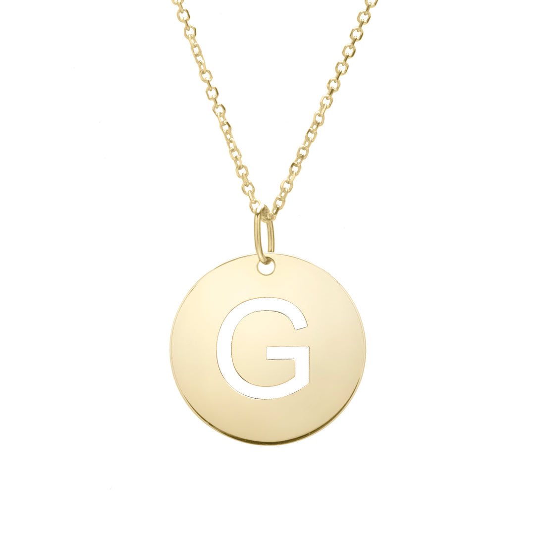 14K Gold Disc Initial G Necklace