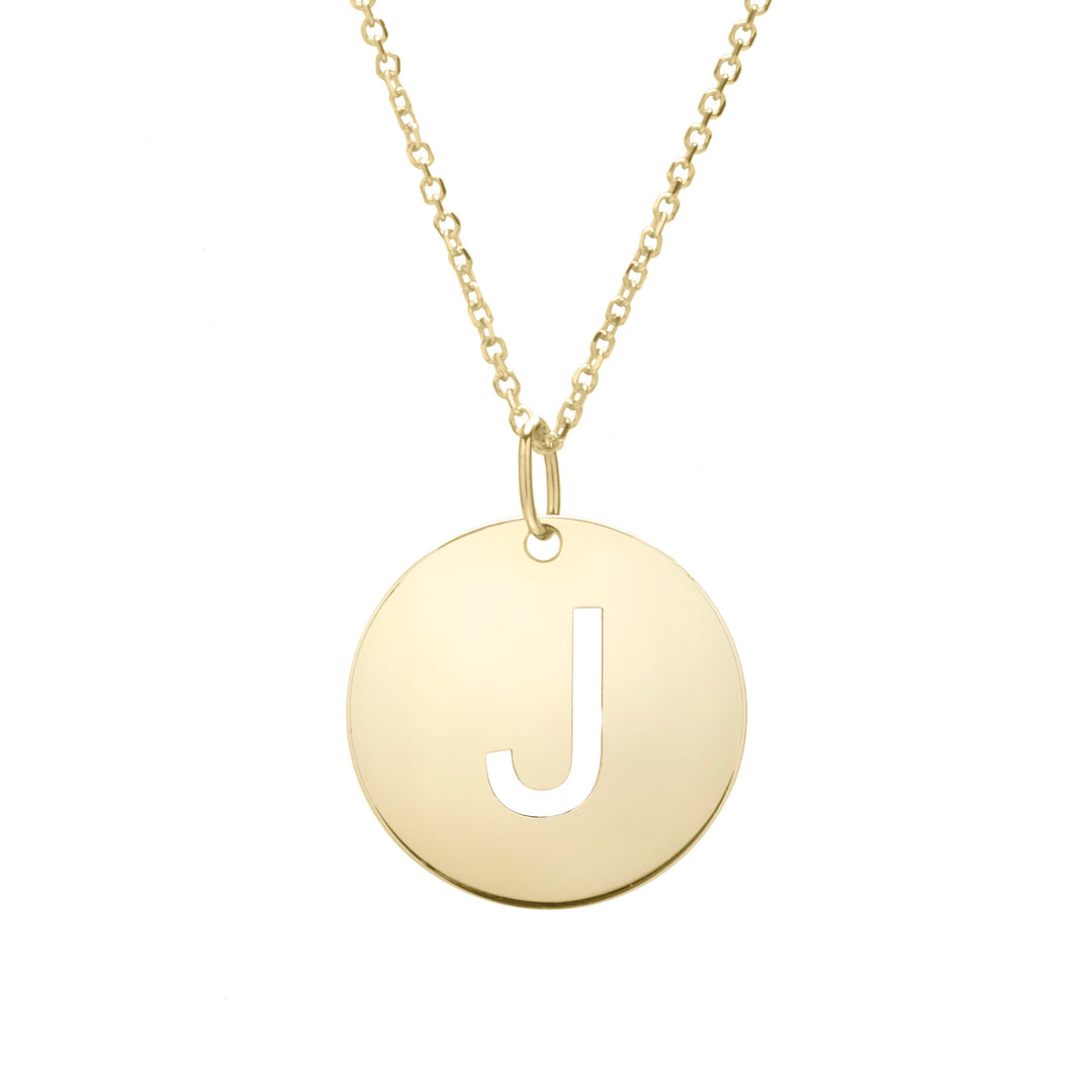 14K Gold Disc Initial J Necklace