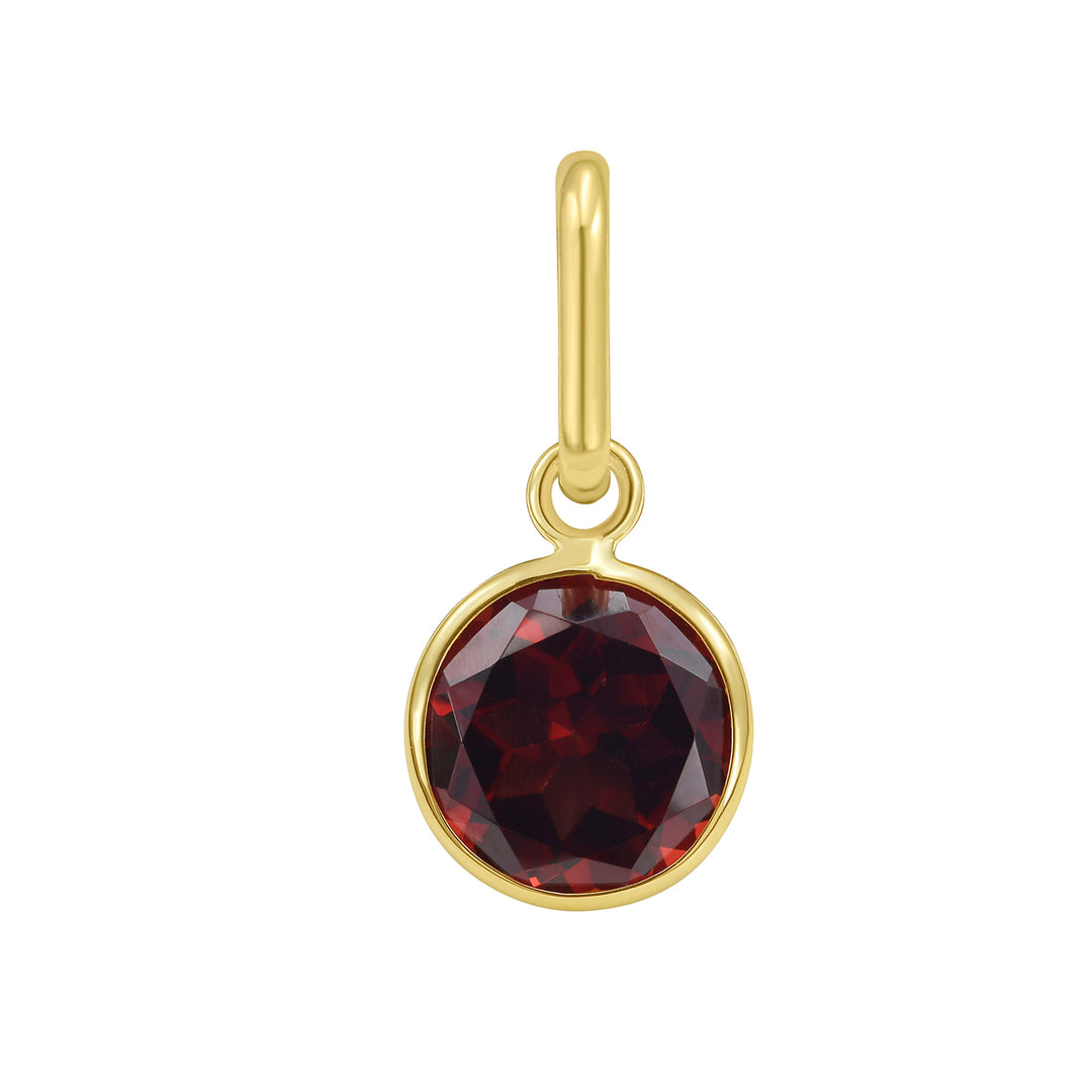 14K Round Garnet Charm
