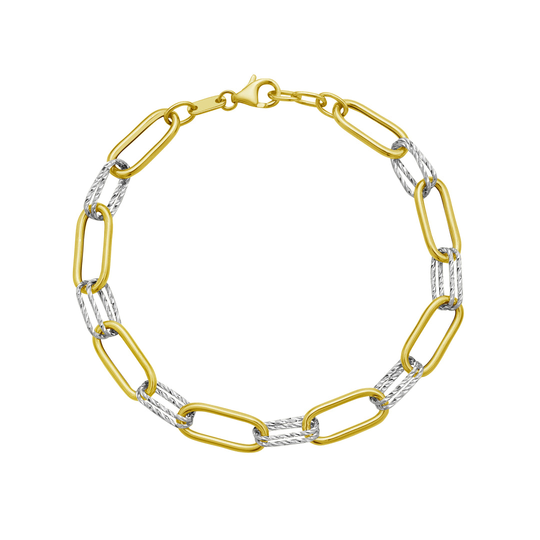 14K Two-tone Diamante Paperclip Chain