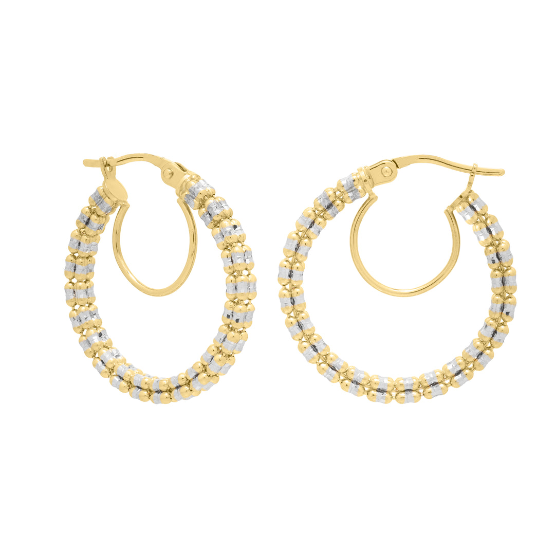 14K Ice Chain Round Hoops