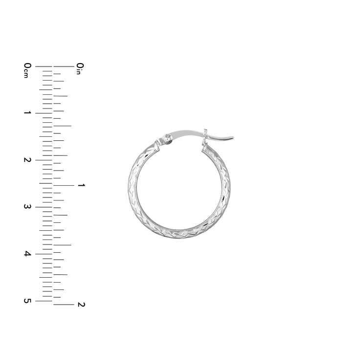 3mm x 20mm Diamond-Cut Hoop Earrings