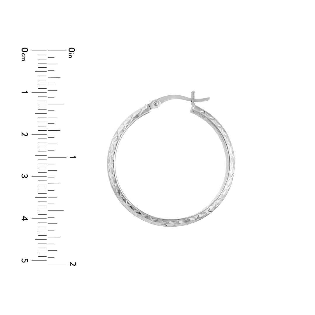 3mm x 30mm Diamond-Cut Hoop Earrings