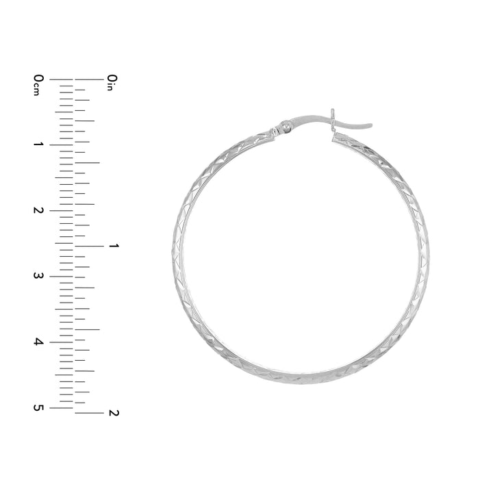 3mm x 40mm Diamond-Cut Hoop Earrings