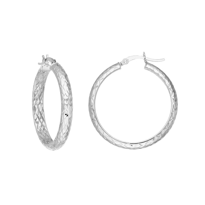 30mm x 4mm Diamond-Cut Hoop Earrings