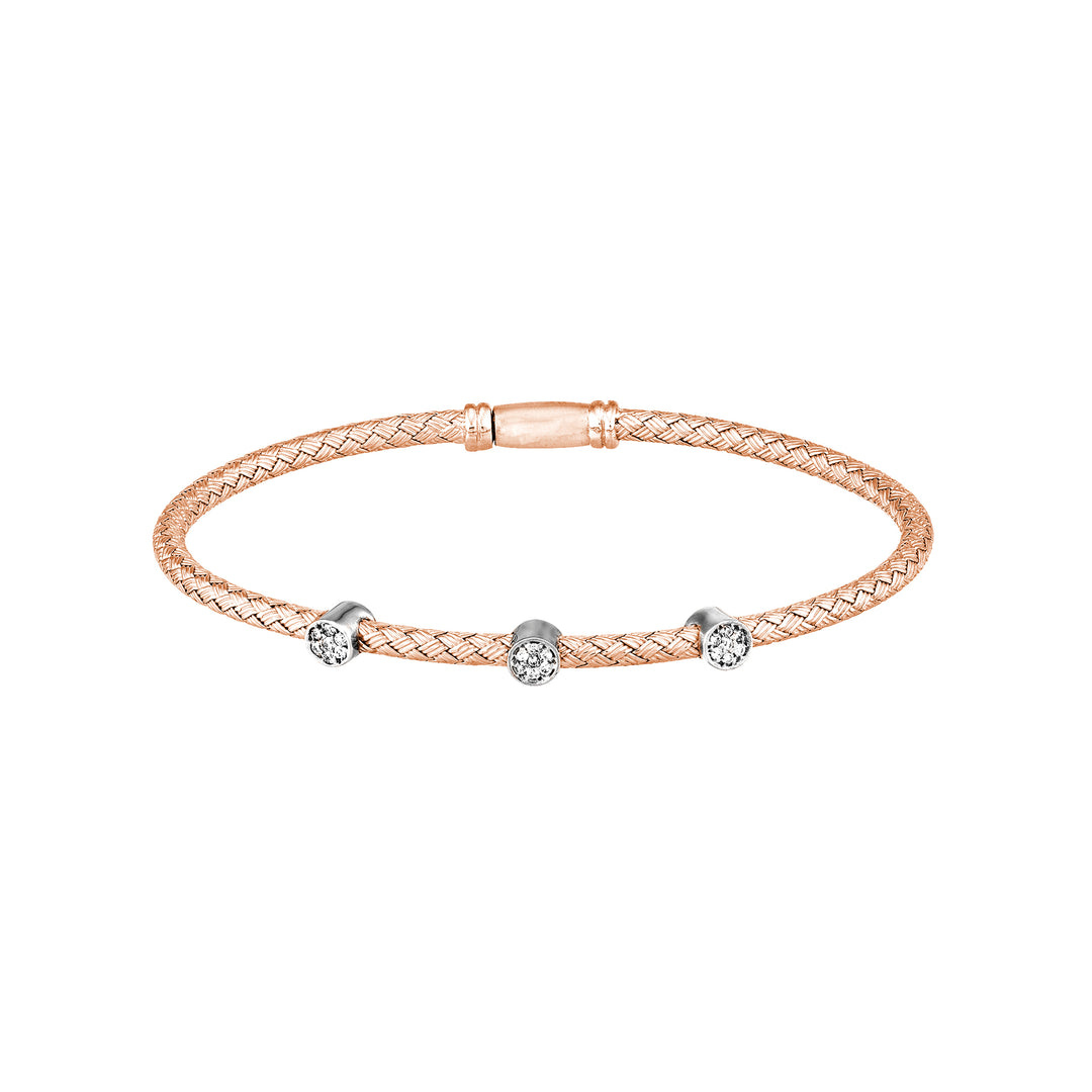 Diamond Trio Station Rose Mesh Bangle