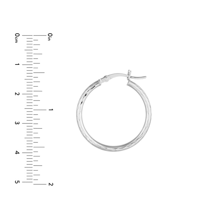 2mm x 25mm Diamond-Cut Hoop Earrings