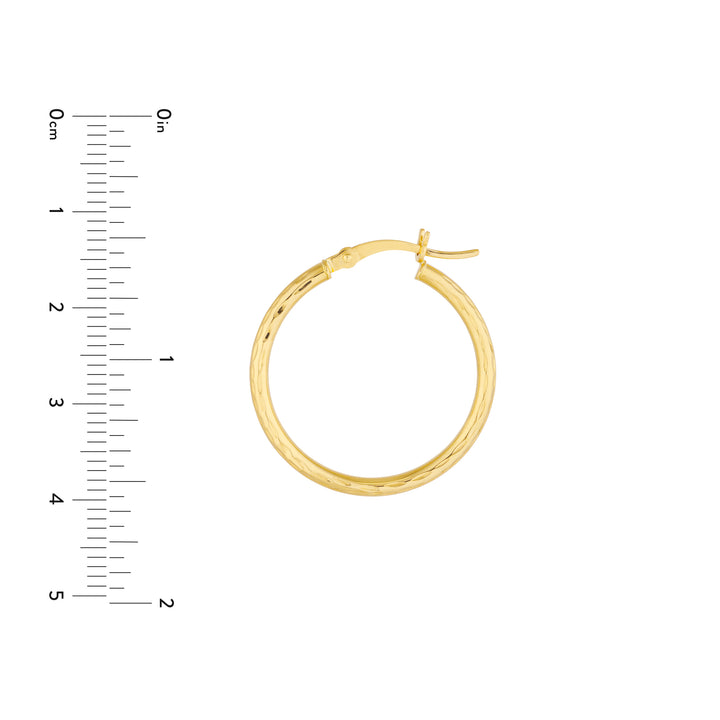 2mm x 25mm Diamond-Cut Hoop Earrings