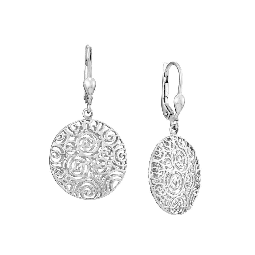 Sterling Silver Filigree Circle Drop Earrings