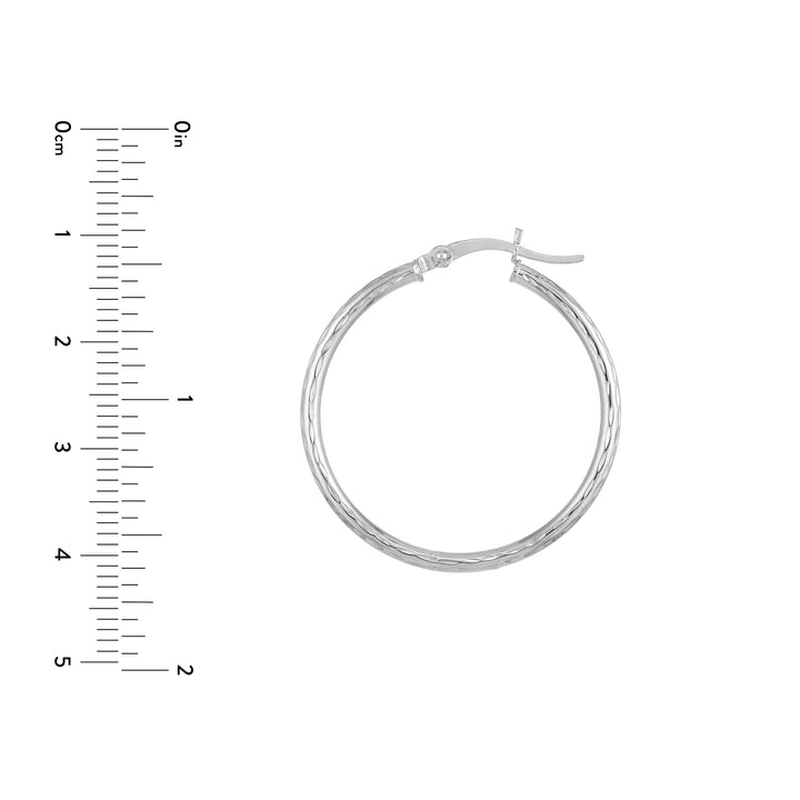 2mm x 30mm Diamond-Cut Hoop Earrings