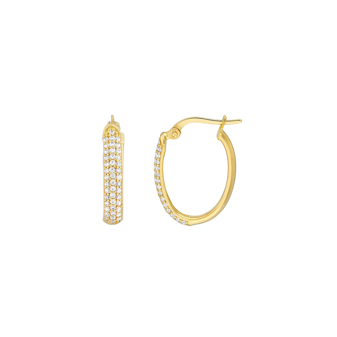 Pavé CZ Oval Hoop Earrings