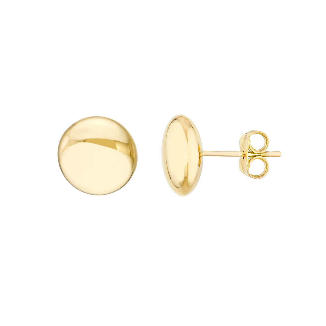 Polished Button Stud Earrings on Post Back
