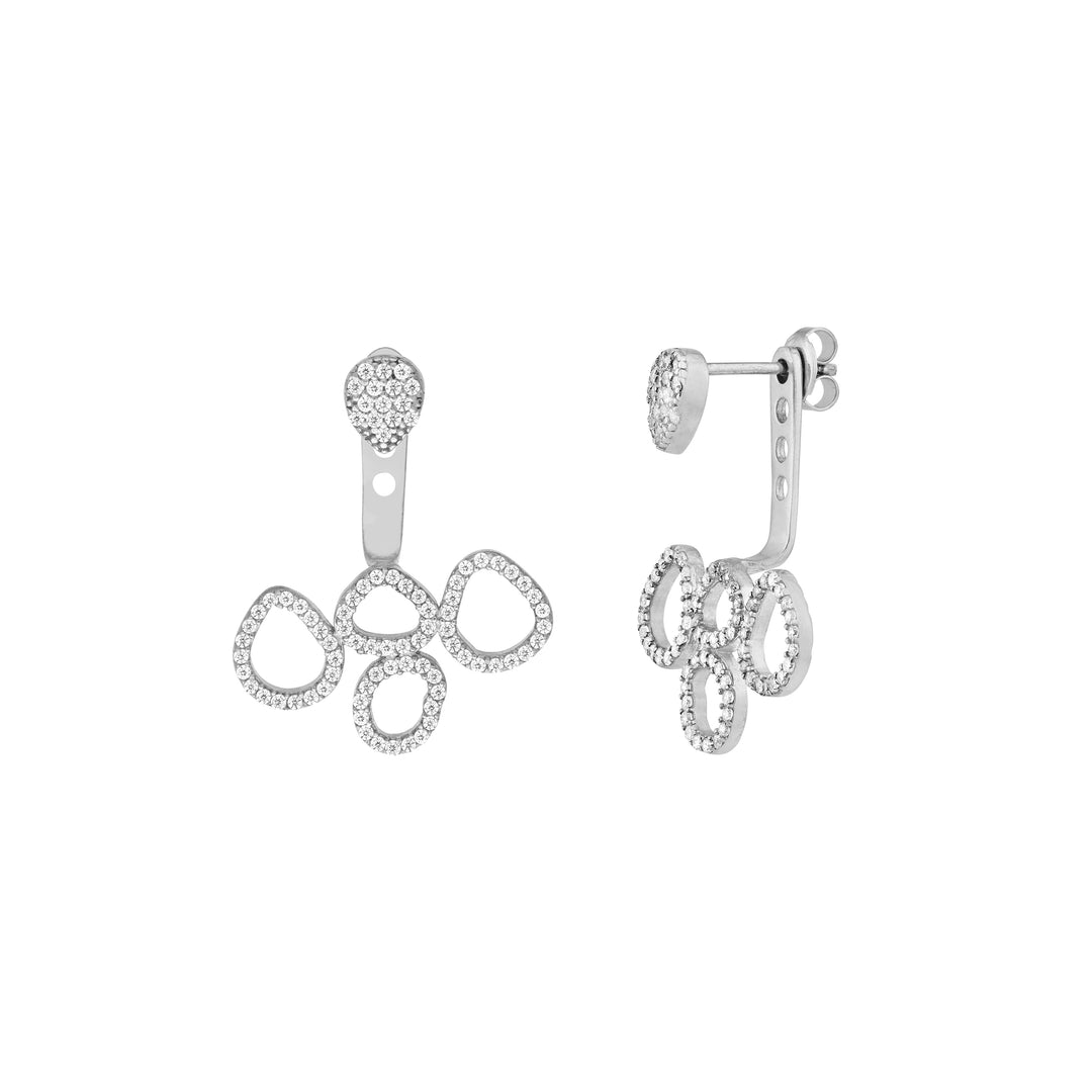 Sterling Silver CZ Teardrop and Open Bubble Earring Jackets