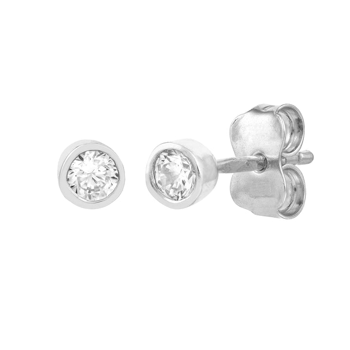 CZ Bezel Stud Earrings