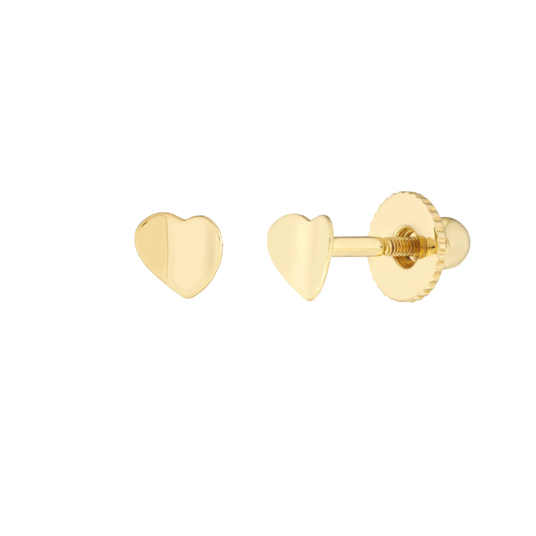 Childs Concave Heart Stud Earrings with Screw Back