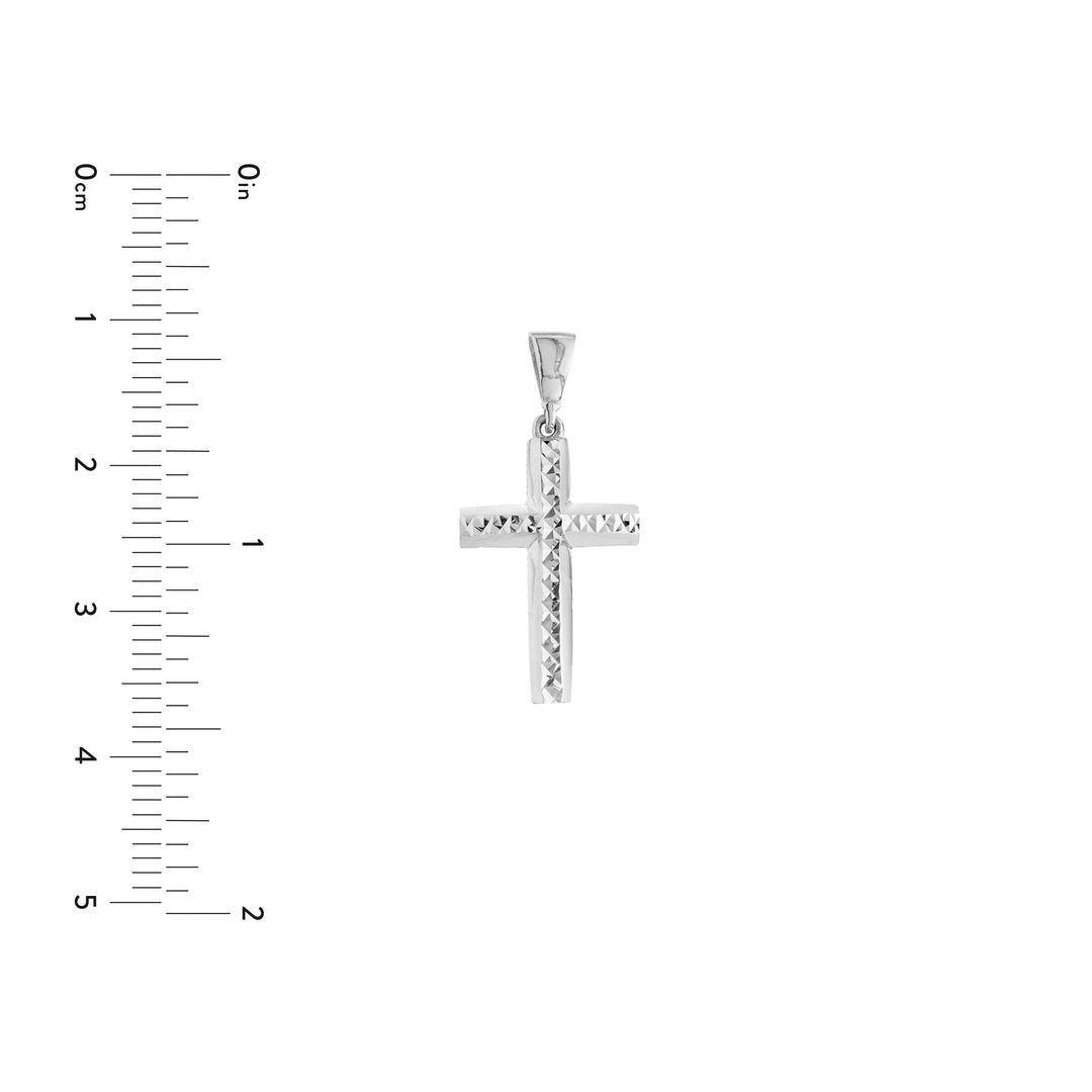 3D Diamond Cut Top Cross Pendant