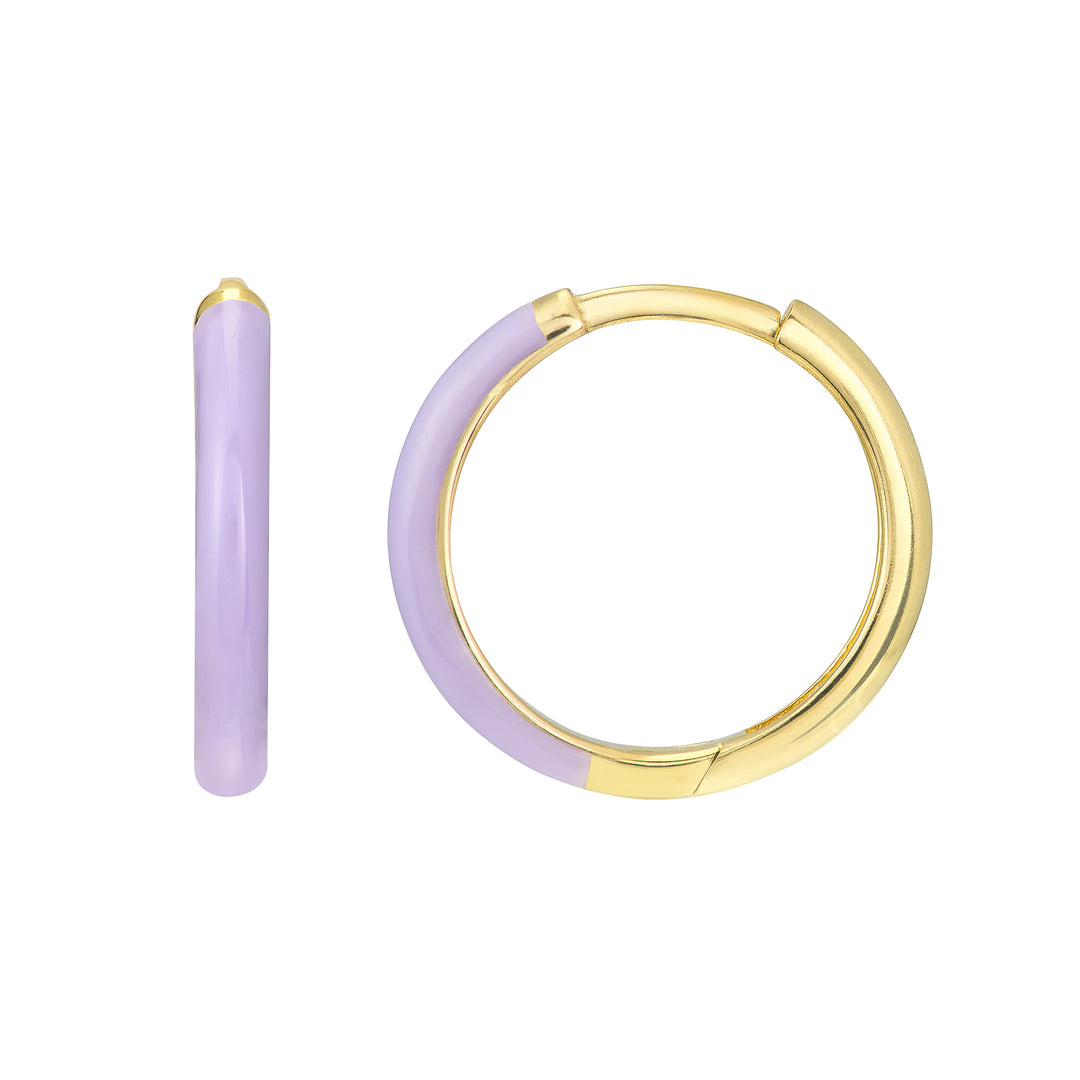 Lilac Enamel 1/2 Polished Hoops