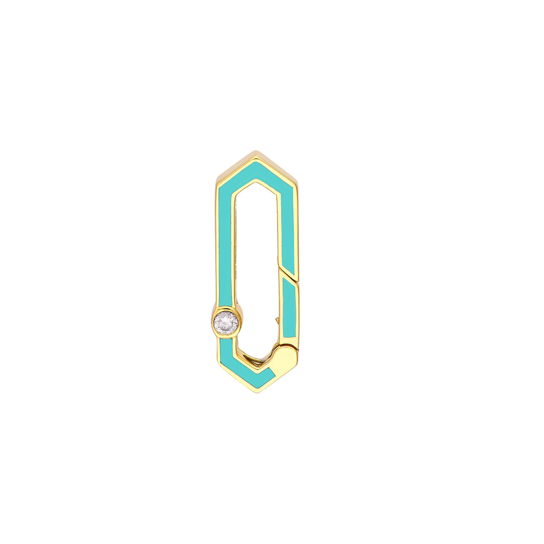 Diamond Bezel Turq Enamel Hexagon Push Lock