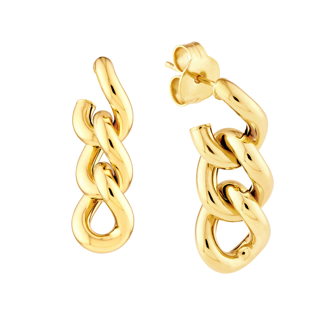 Triple Curb Link Dangle Earrings