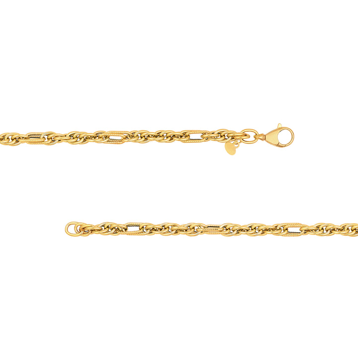 Polished Textured (2+1) Link Chain