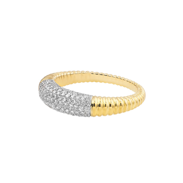 Diamond Pavé Ribbed Dome Ring