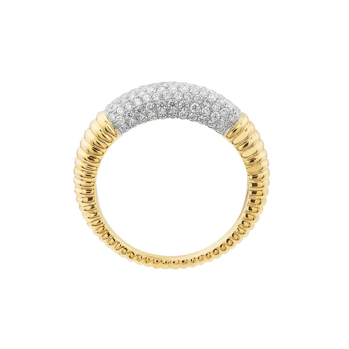 Diamond Pavé Ribbed Dome Ring