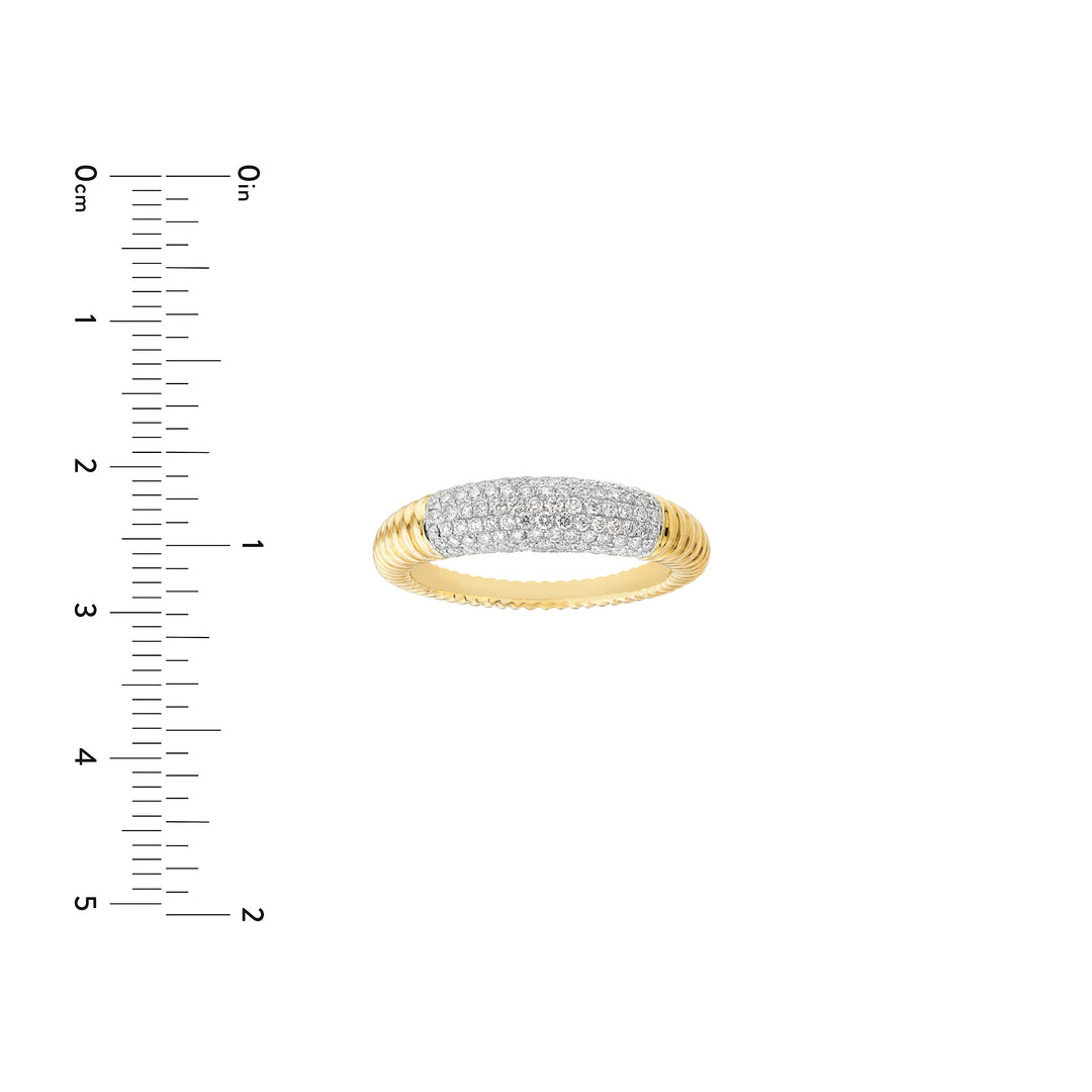 Diamond Pavé Ribbed Dome Ring