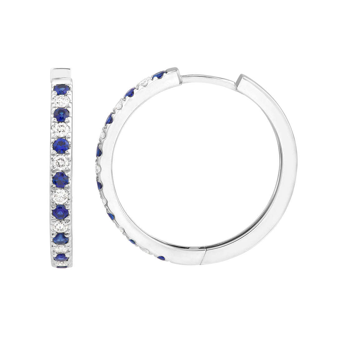 Sapphire & Diamond Hoop Earrings (3/8tcw)