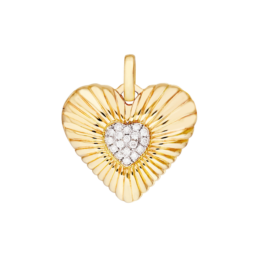 Pavé Diamond Fluted Heart Locket (1/15tcw)