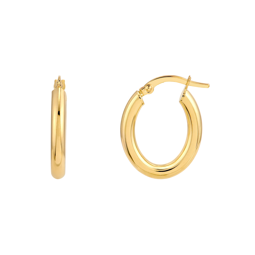 3mm Polished Oval Tube Hoop Earrings