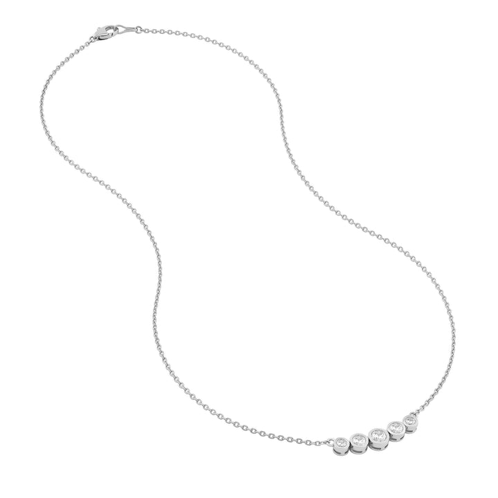 Bezel Set 5 Stone Graduated Diamond Necklace