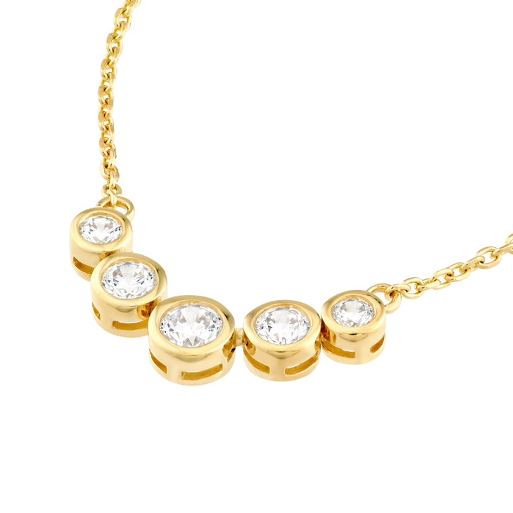 Bezel Set 5 Stone Graduated Diamond Necklace