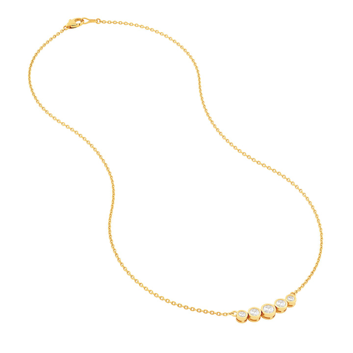 Bezel Set 5 Stone Graduated Diamond Necklace