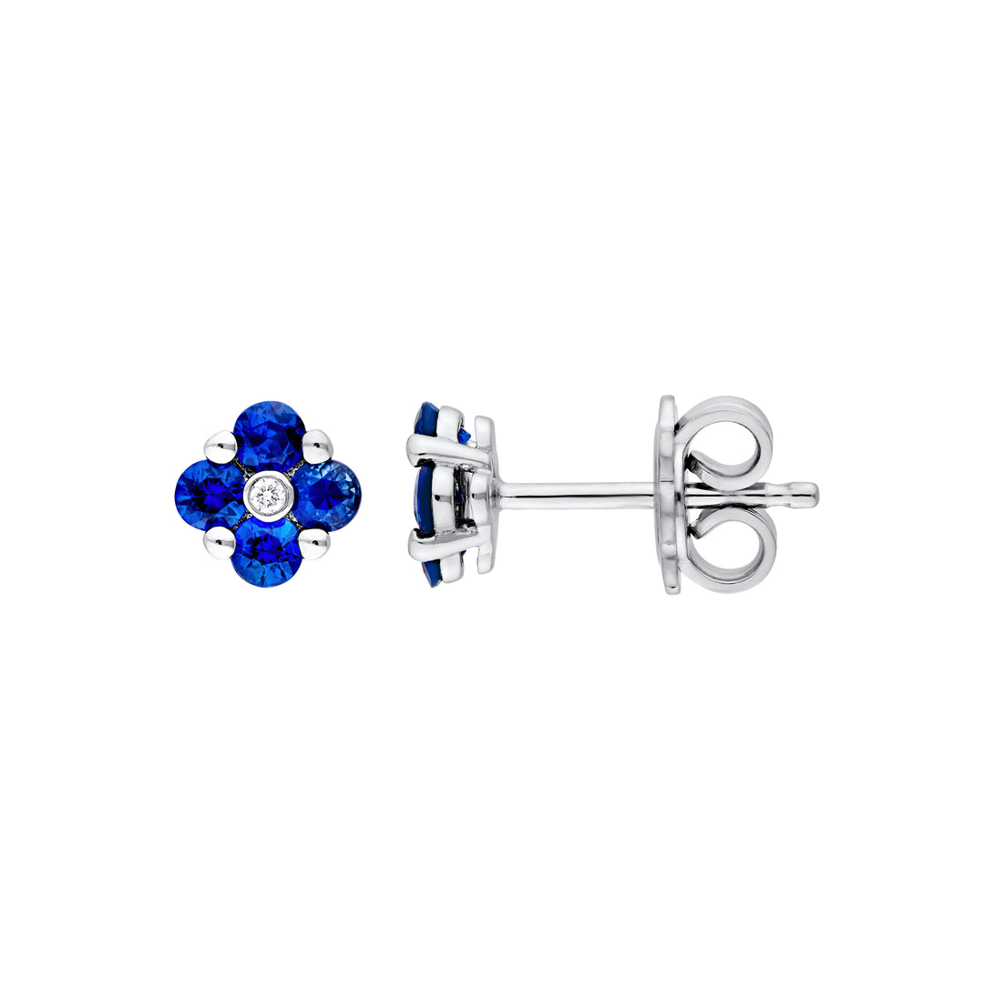 2.5mm Sapphire Flower Stud Earrings