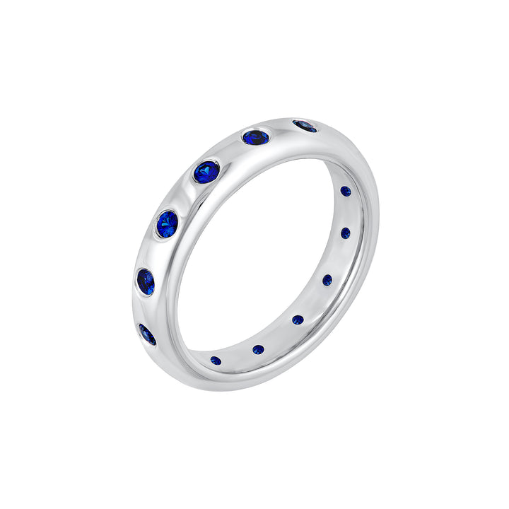 3/4tcw Round Sapphire Straight Band Ring