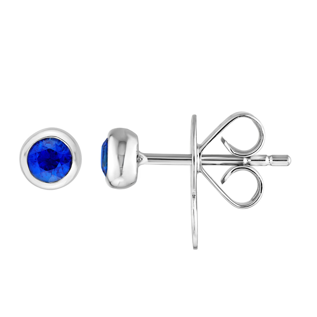 3mm Round Blue Sapphire Stud Earrings