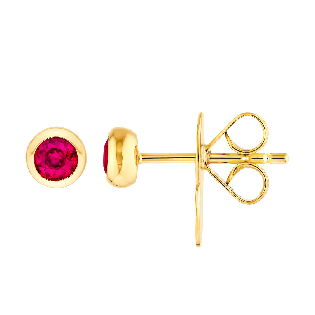 3mm Round Ruby Stud Earrings