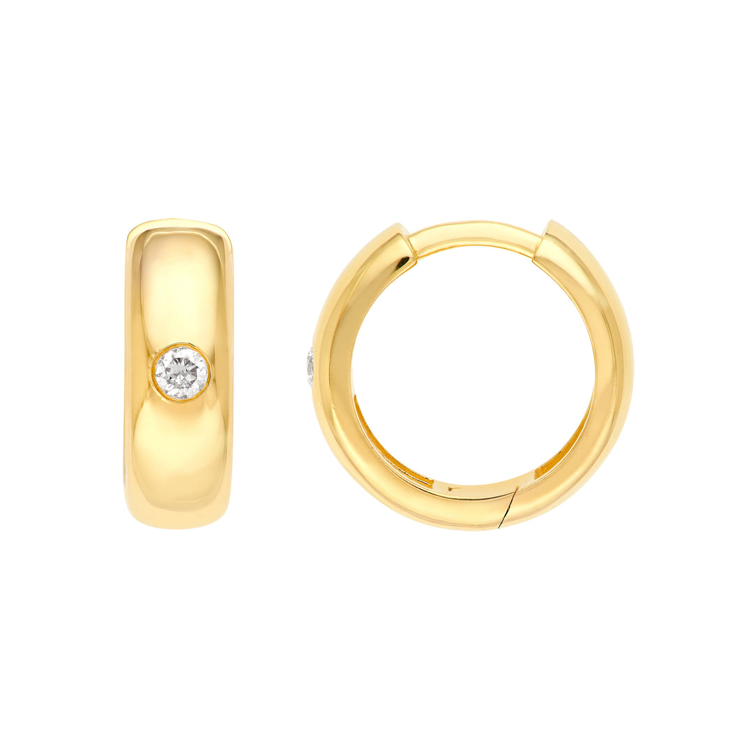 13x4mm Diamond Round Hoop Earrings