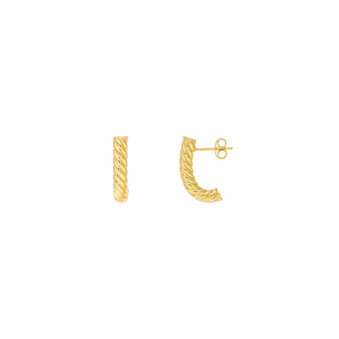 4mm Round Twisted J Hoop Earrings