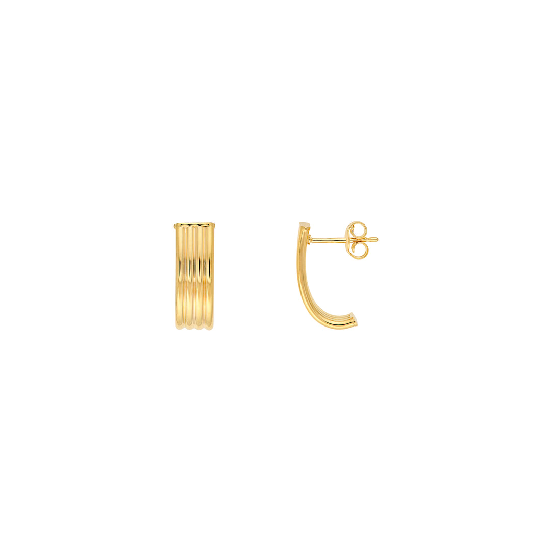 6mm Multi Line Tube J Hoop Earrings