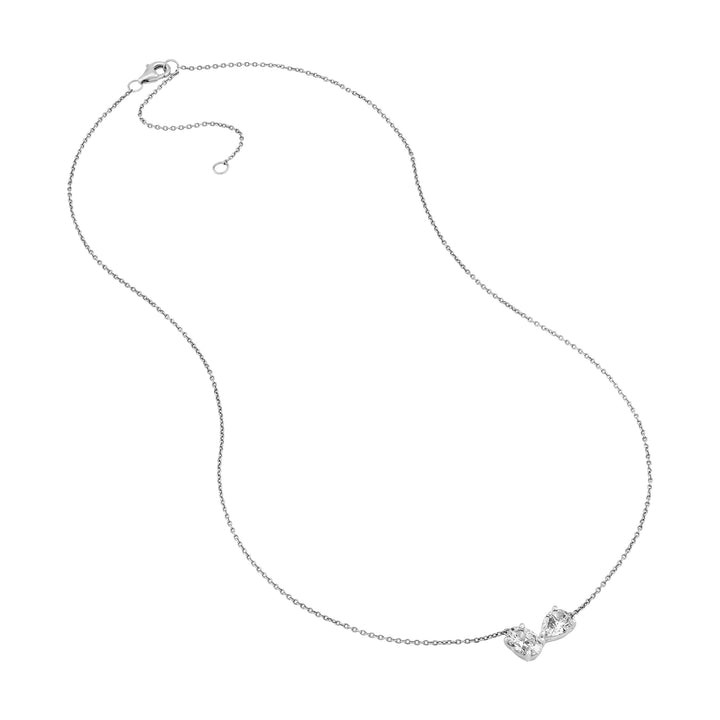 1-1/2tcw Toi et Moi Pear & Oval Diamond Necklace