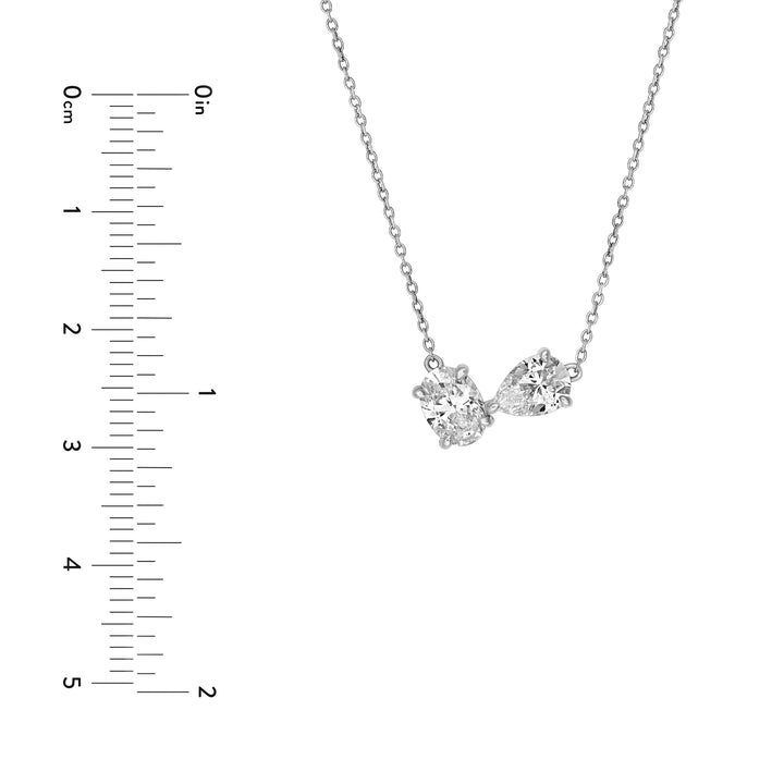 1-1/2tcw Toi et Moi Pear & Oval Diamond Necklace