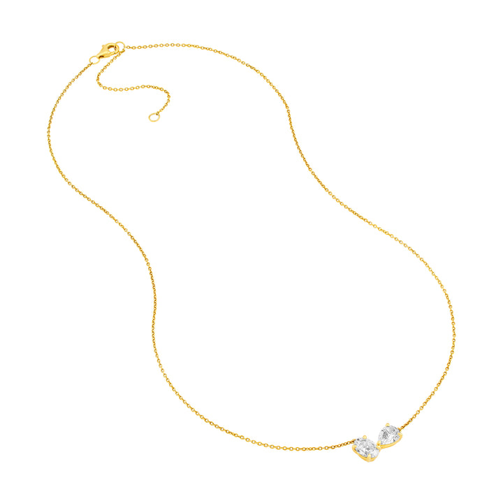 1-1/2tcw Toi et Moi Pear & Oval Diamond Necklace