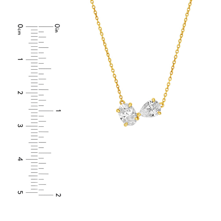 1-1/2tcw Toi et Moi Pear & Oval Diamond Necklace