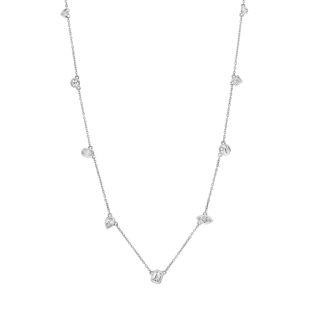 1tcw Multi Stone Bezel Diamond Station Necklace